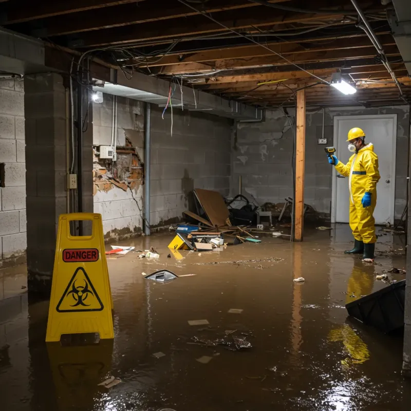 Flooded Basement Electrical Hazard in East Lake, FL Property